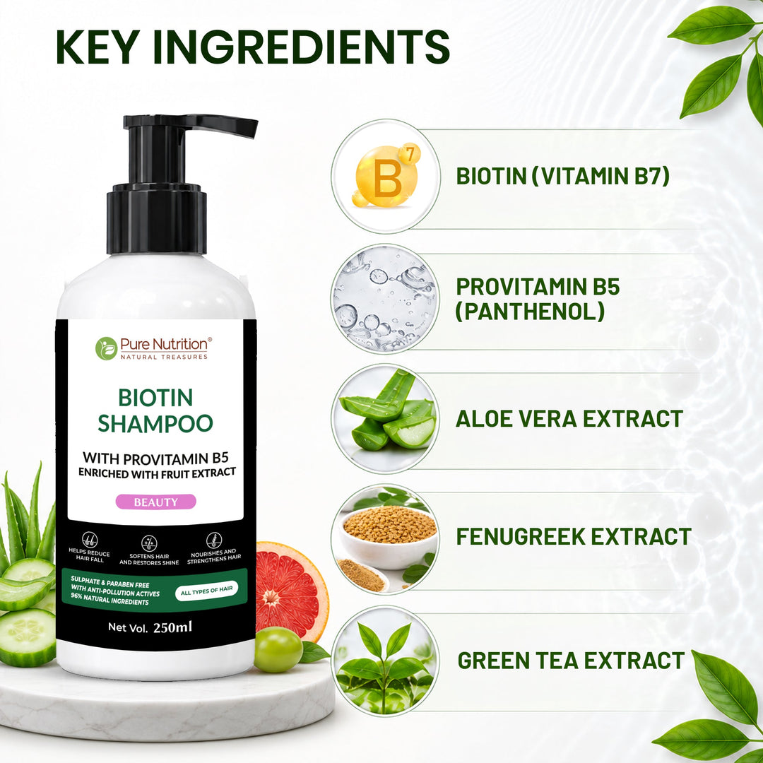 Biotin Shampoo with Provitamin B5 – Strengthens Hair & Promotes Growth | 250ml