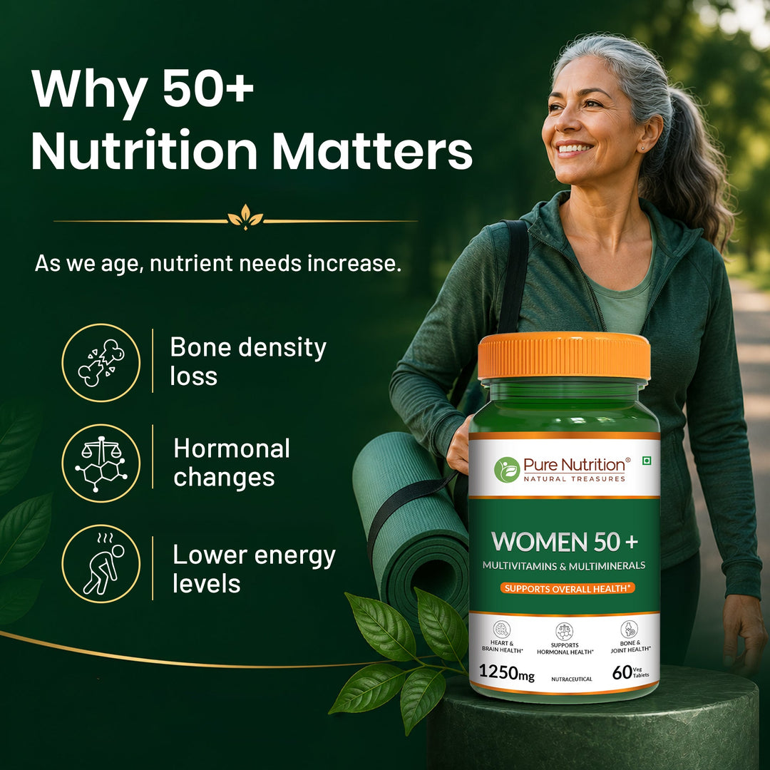 Pure Nutrition Women 50+ Multivitamins & Multiminerals – 1250mg | 60 Veg Tablets