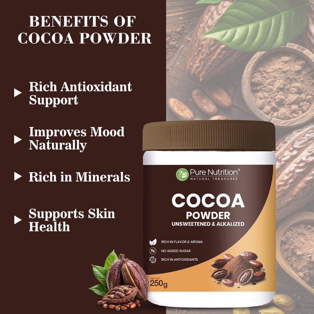 Pure Nutrition Cocoa Powder Unsweetened & Alkalized | Rich Aroma & Flavor | 250g