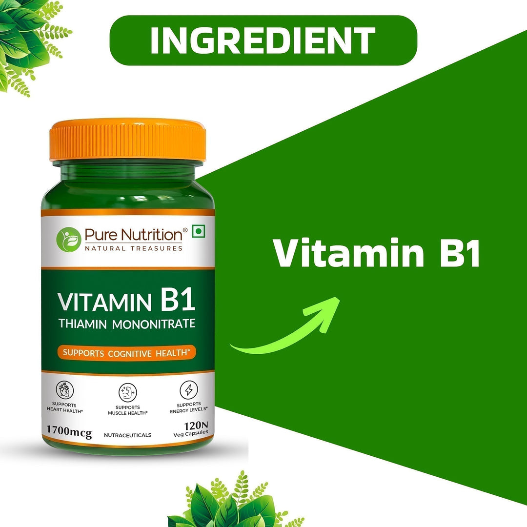Vitamin B1 (Thiamine) Capsules 120 Count  Energy Metabolism & Nerve Health