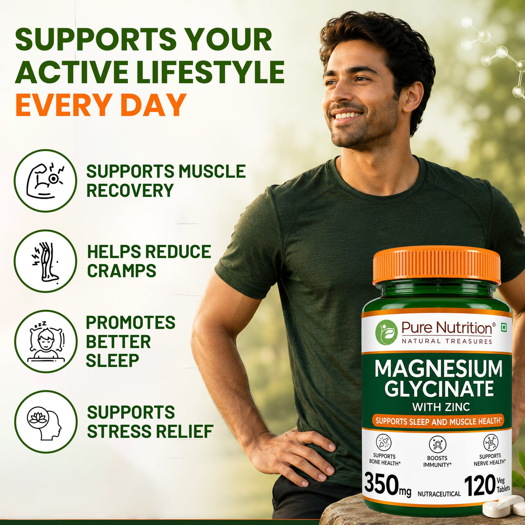 Magnesium Glycinate 350mg with Zinc Capsules | Sleep Support, Stress Relief & Bone Health | 120 Capsules