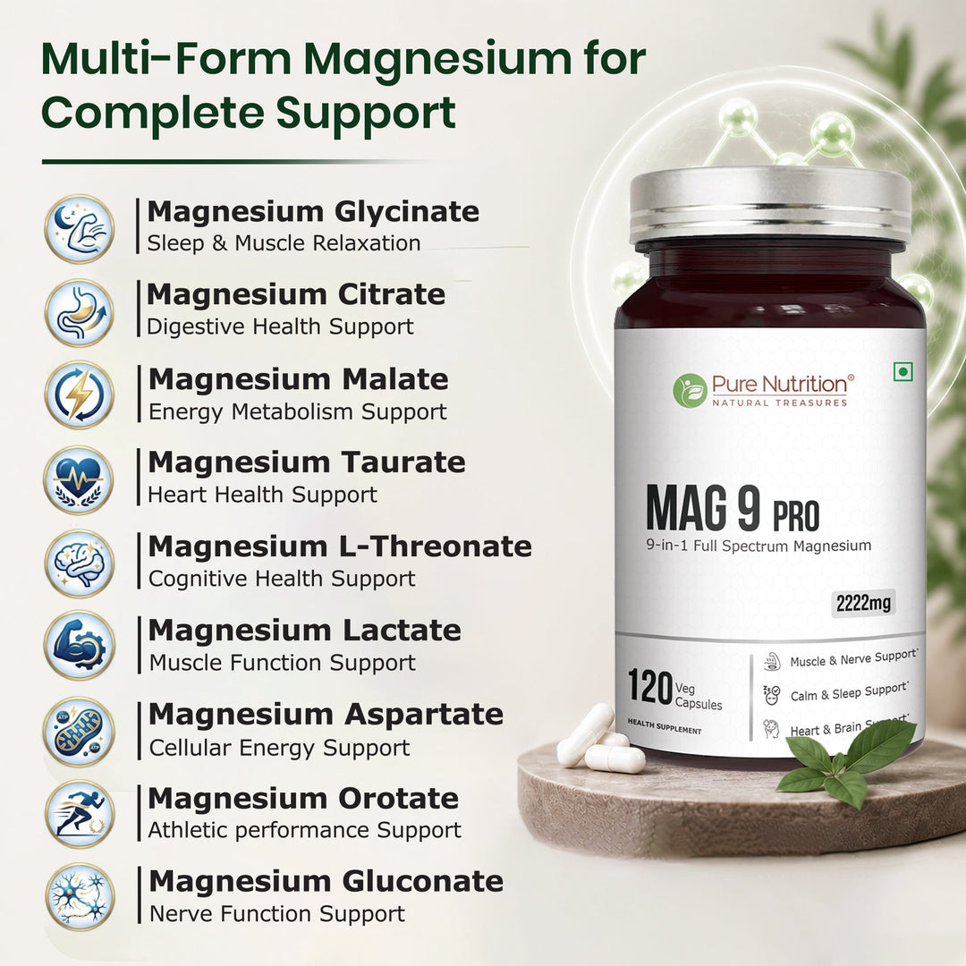 Mag 9 Pro 9-in-1 Magnesium Complex | 2222mg | Comprehensive Support | 120 Tablets