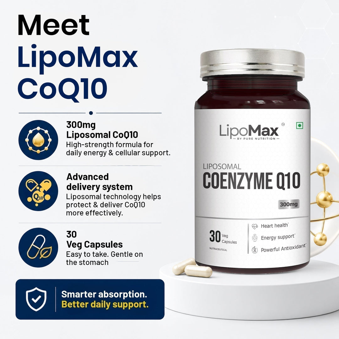 LipoMax Liposomal Coenzyme Q10 300mg 30 Veg Capsules | Antioxidant & Energy Support
