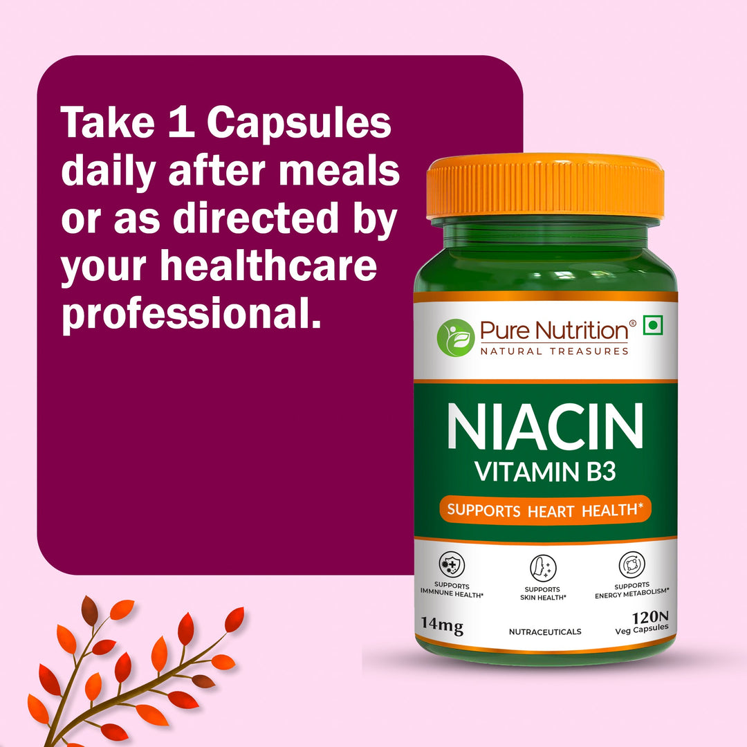 Vitamin B3 Niacin Capsules 120 Count  Energy, Skin & Cholesterol Support