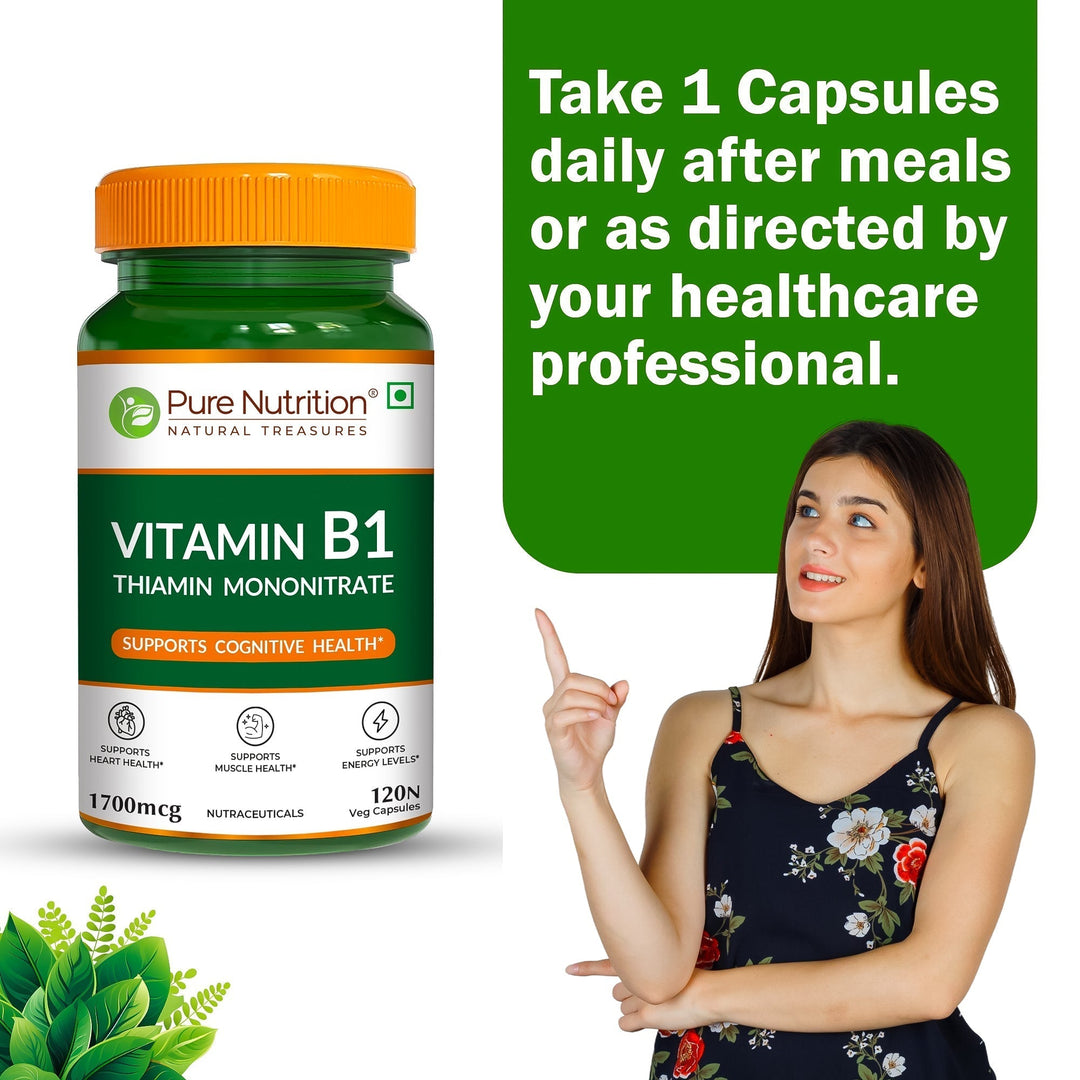 Vitamin B1 (Thiamine) Capsules 120 Count  Energy Metabolism & Nerve Health