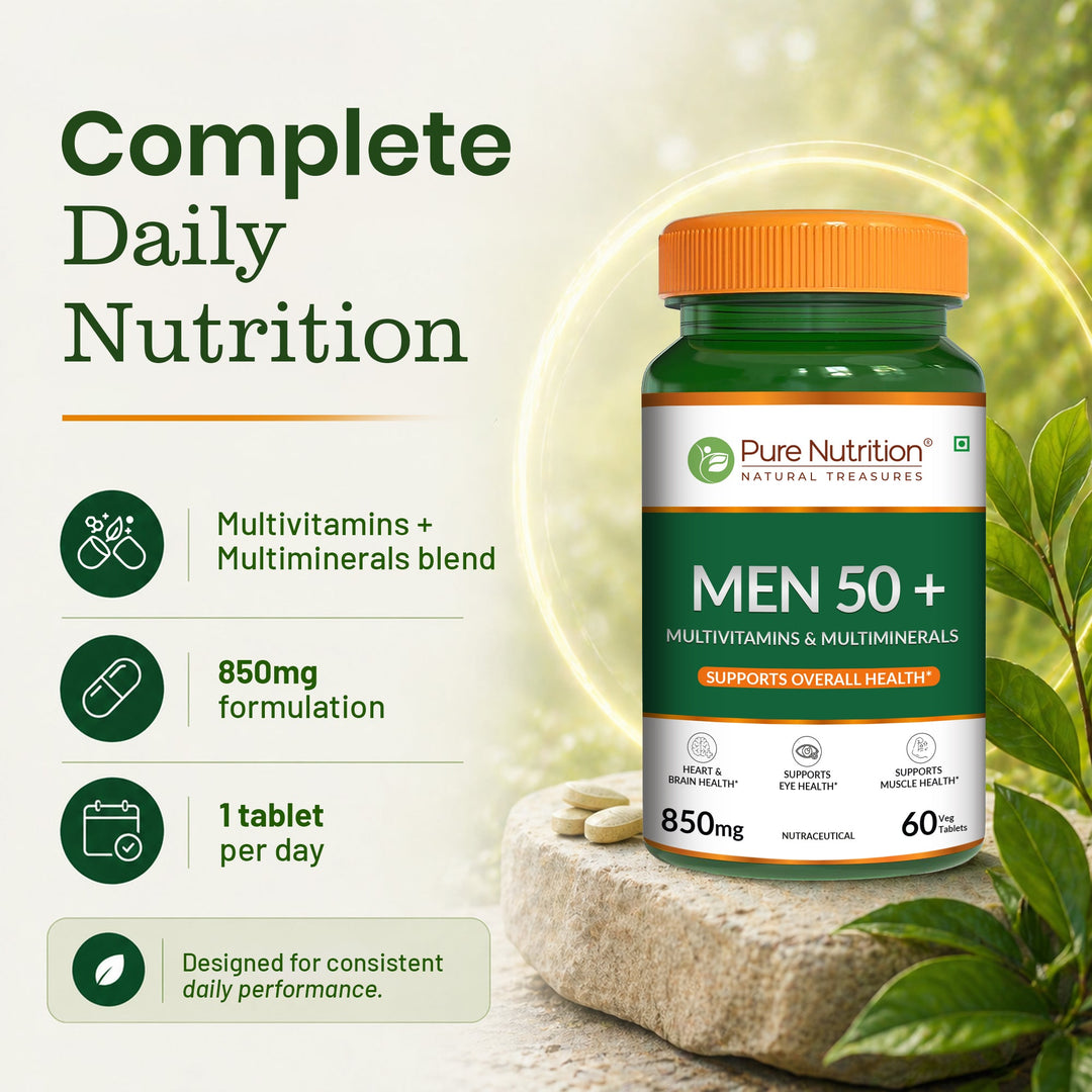 Pure Nutrition Men 50+ Multivitamins & Multiminerals | 60 Veg Tablets