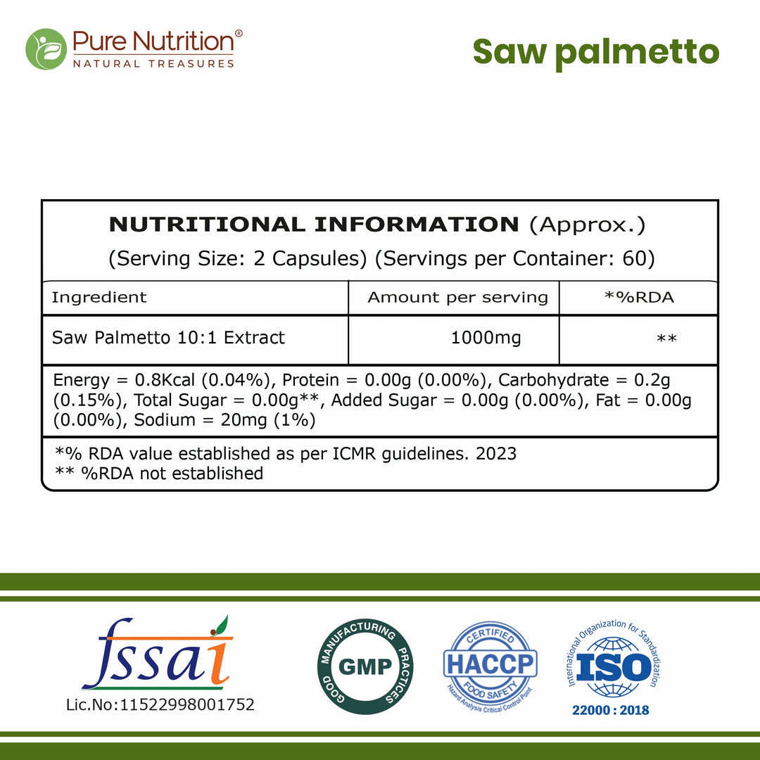 Saw Palmetto 10:1 Extract 1000mg | Supports Men&