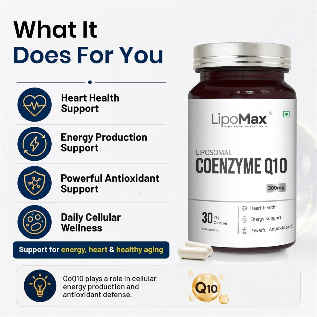 LipoMax Liposomal Coenzyme Q10 300mg 30 Veg Capsules | Antioxidant & Energy Support