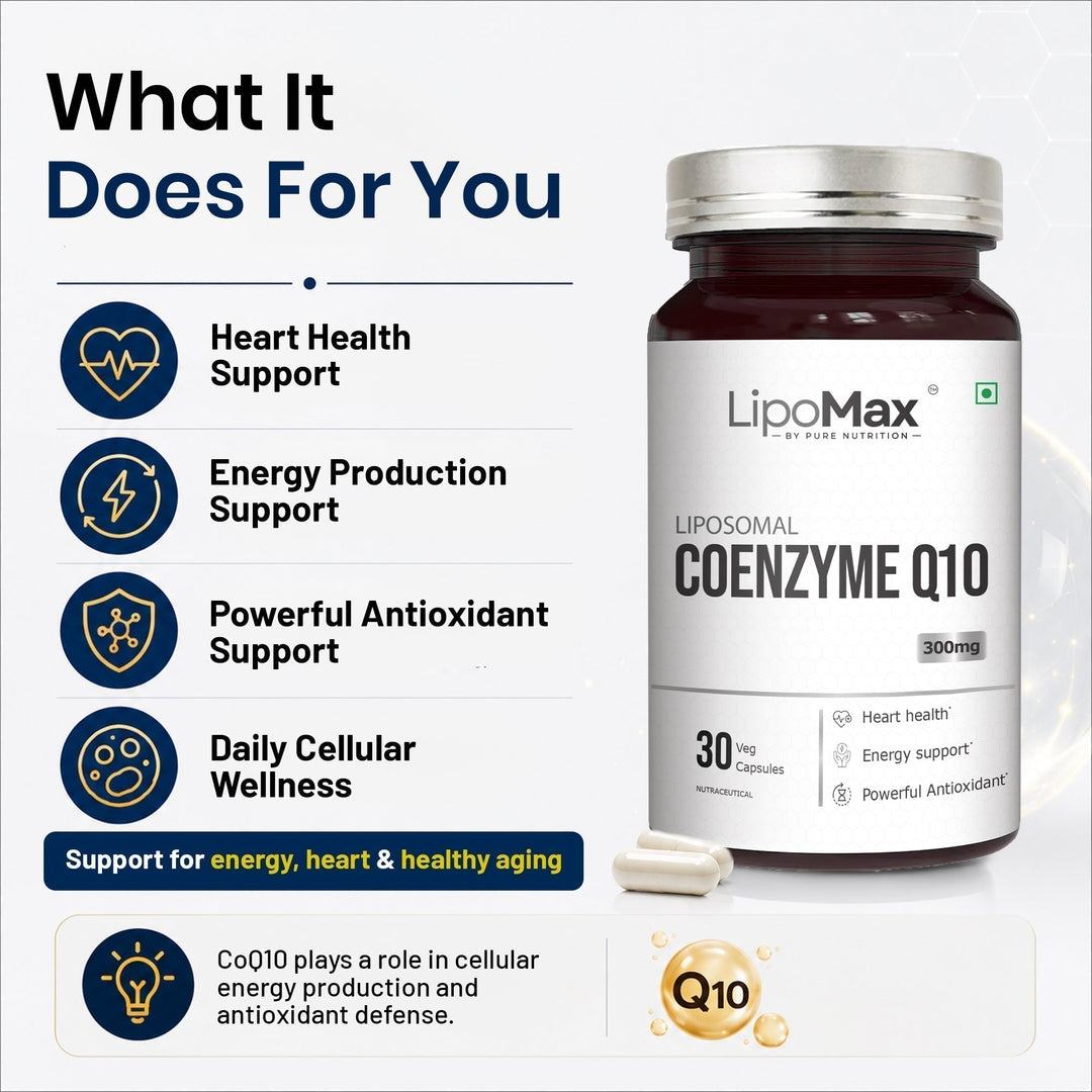 LipoMax Liposomal Coenzyme Q10 300mg 30 Veg Capsules | Antioxidant & Energy Support