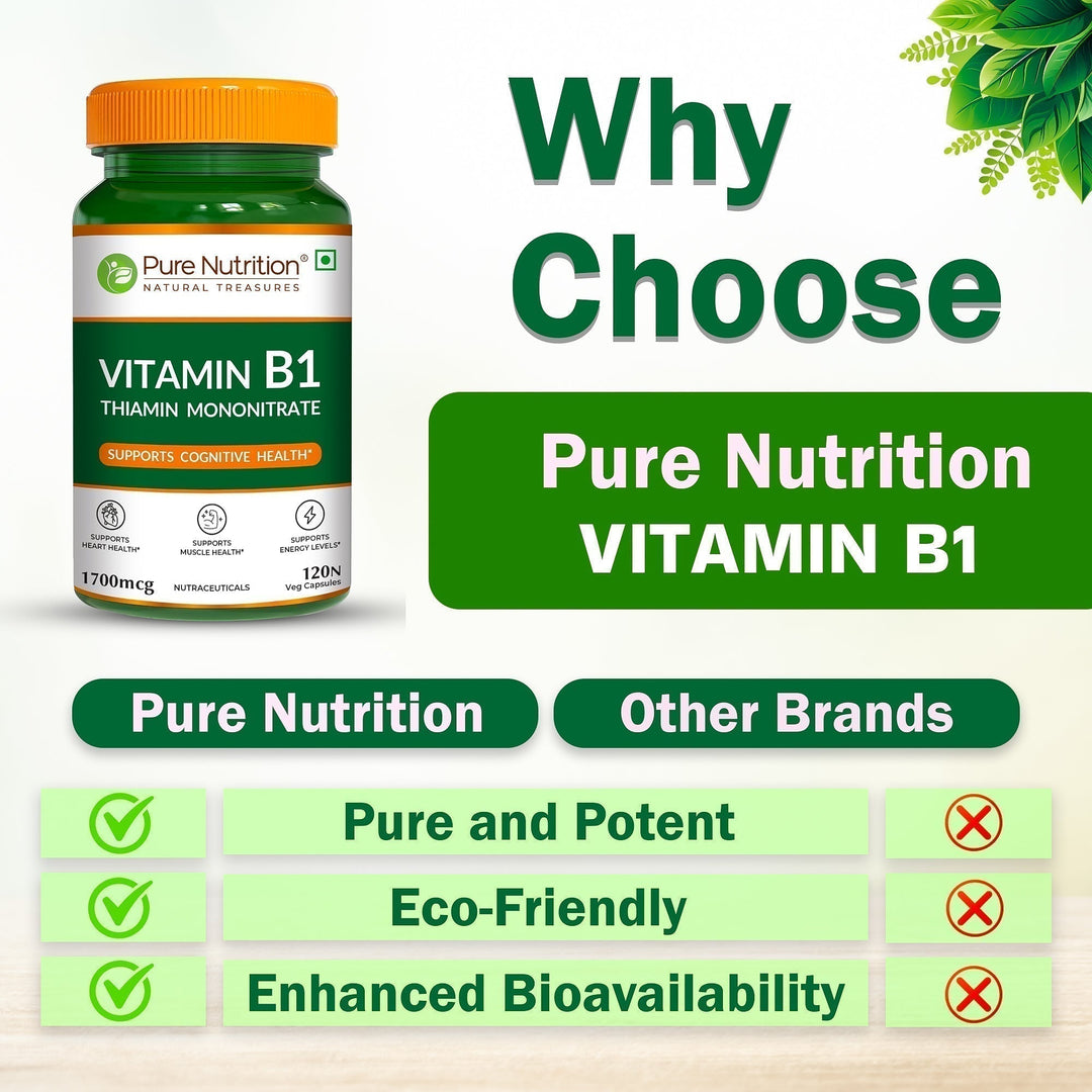 Vitamin B1 (Thiamine) Capsules 120 Count  Energy Metabolism & Nerve Health