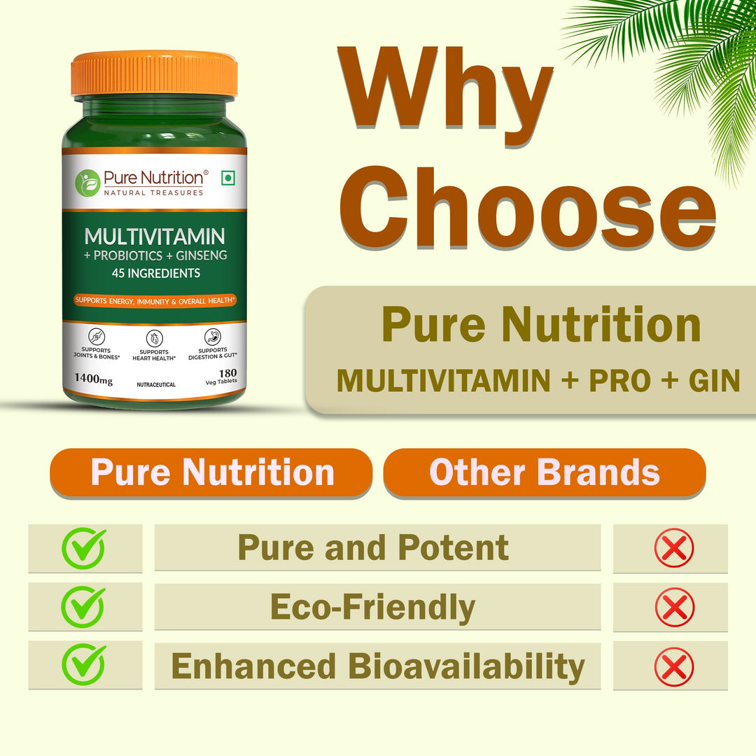 Pure Nutrition Multivitamin with Probiotics & Ginseng – 180 Tablets