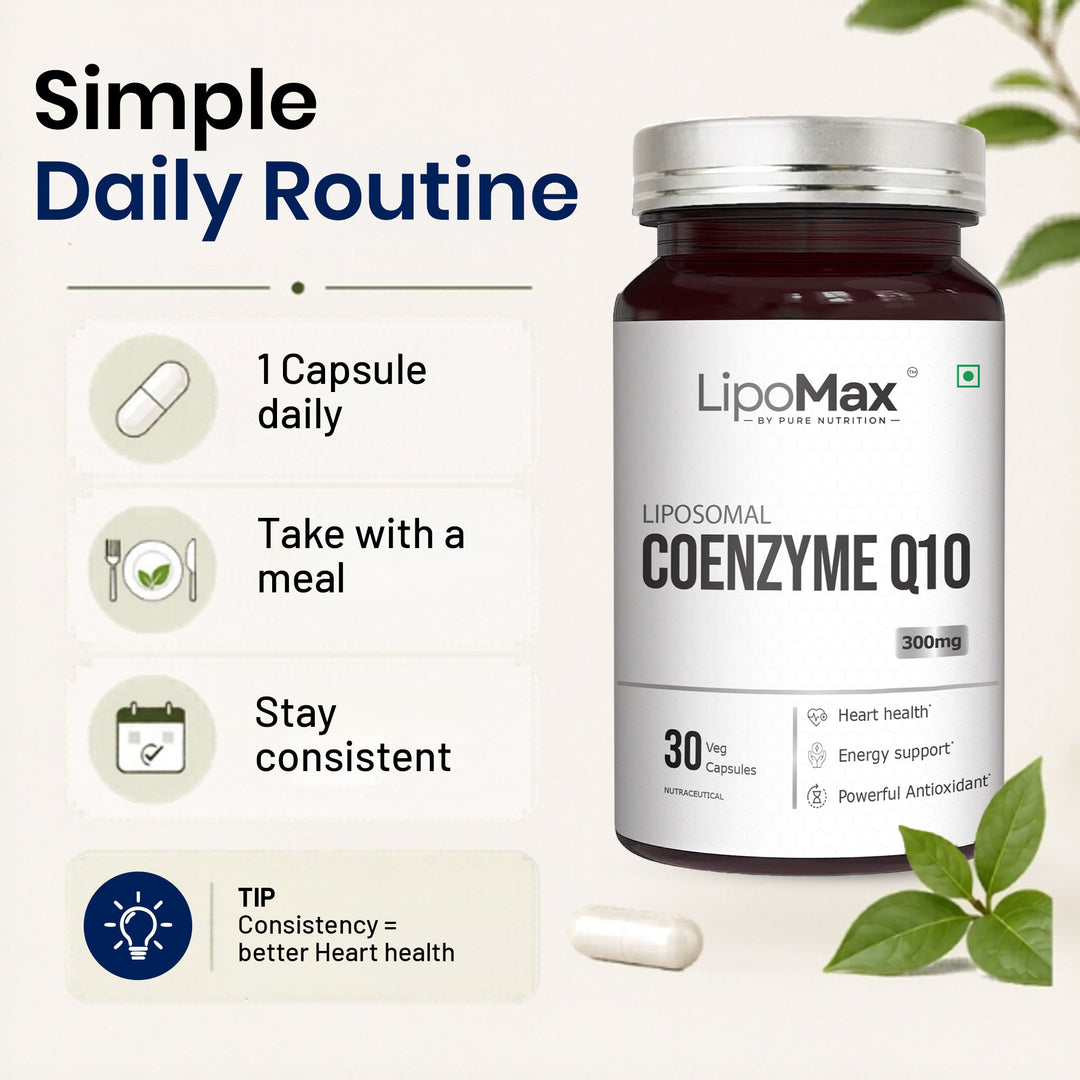 LipoMax Liposomal Coenzyme Q10 300mg 30 Veg Capsules | Antioxidant & Energy Support