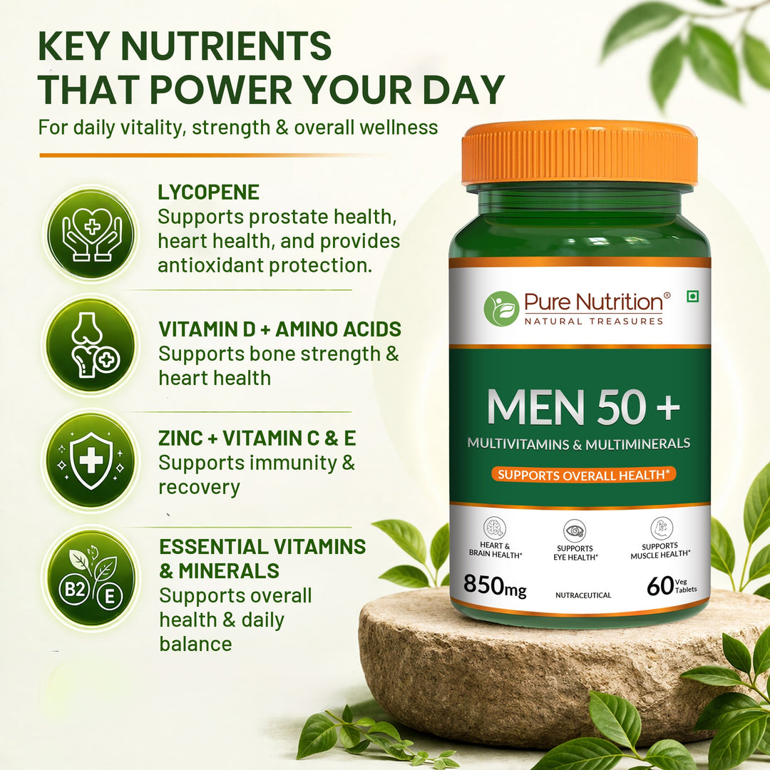 Pure Nutrition Men 50+ Multivitamins & Multiminerals | 60 Veg Tablets