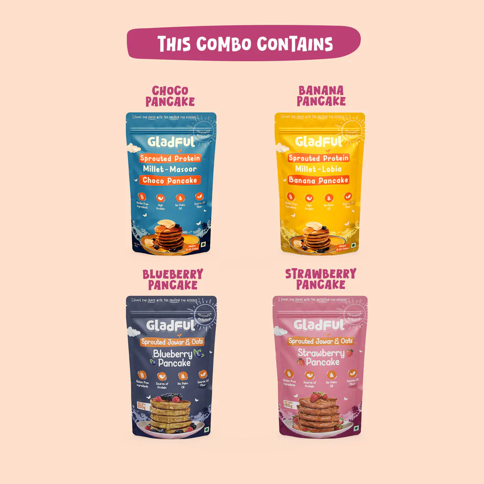 Gladful Pancake Bliss Combo - 4 Packs | 600gms