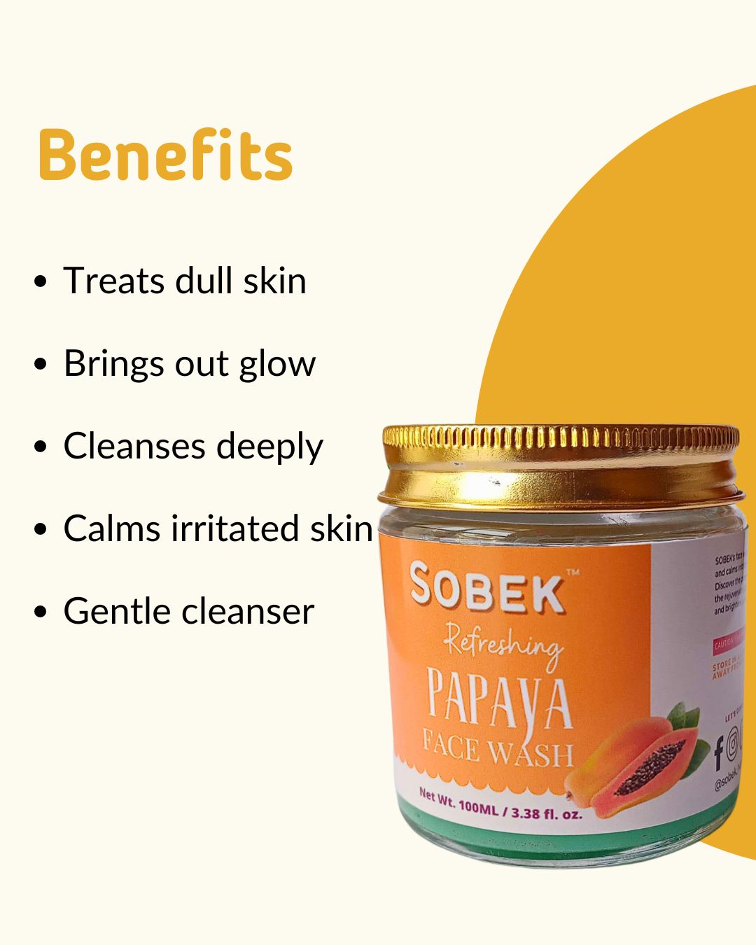 Sobek Naturals Ripe Papaya Refreshing Facewash | Toxins Free 100 ml