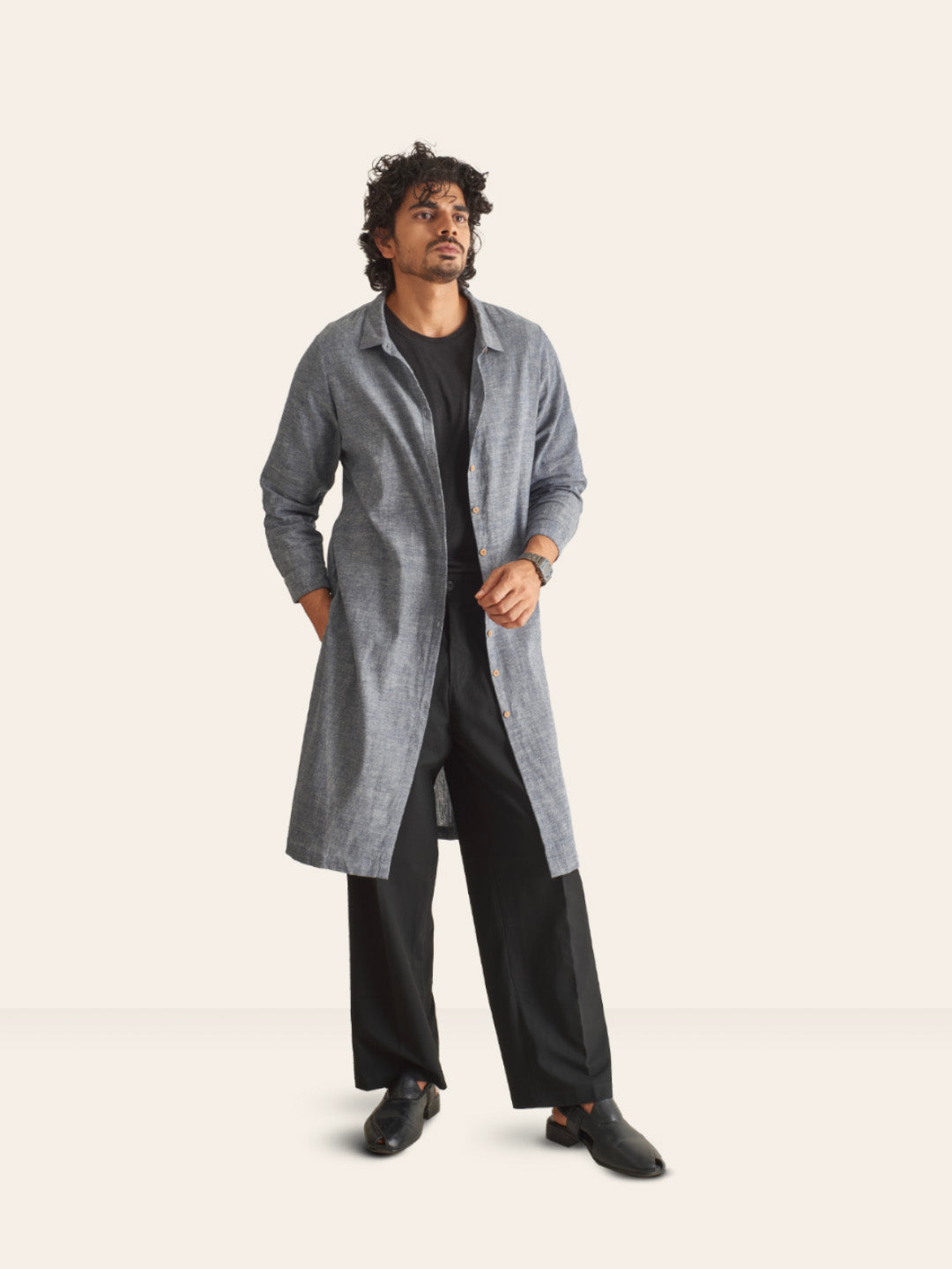 Patrah Handwoven Overlay Kurta Shirt