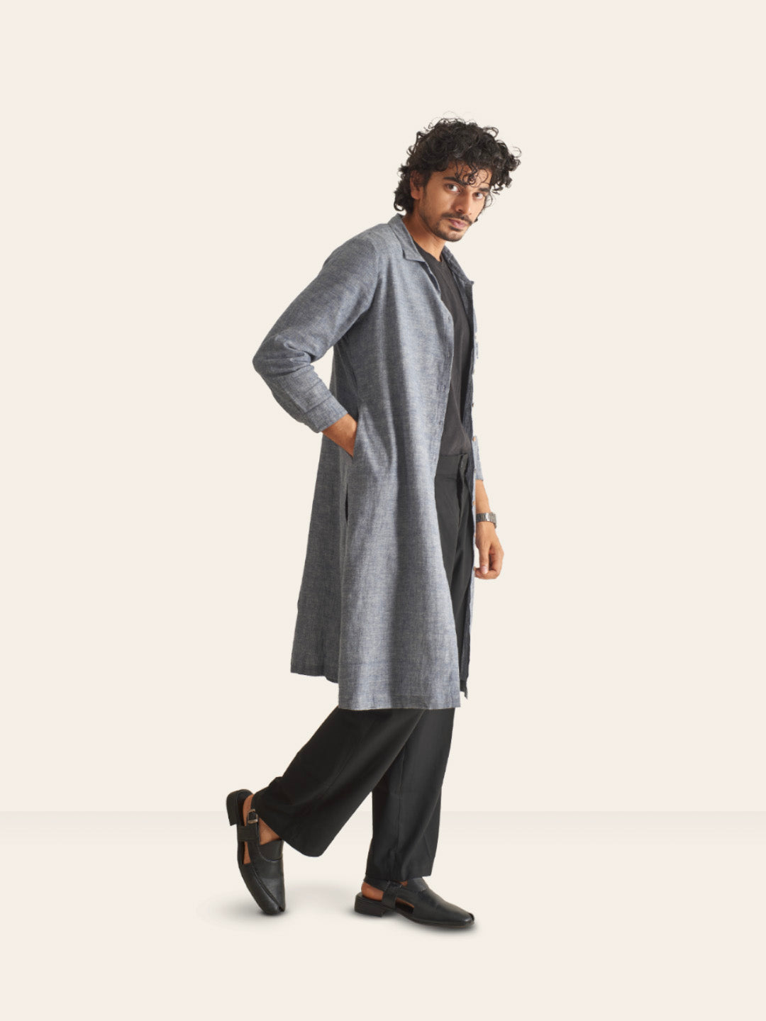 Patrah Handwoven Overlay Kurta Shirt