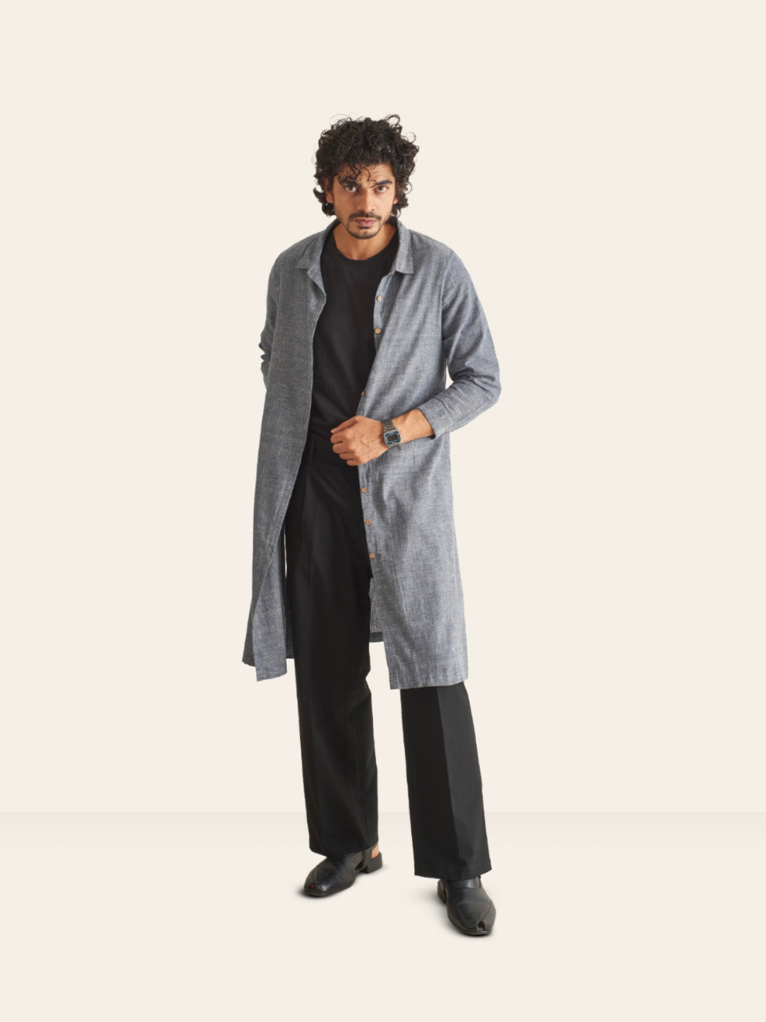 Patrah Handwoven Overlay Kurta Shirt