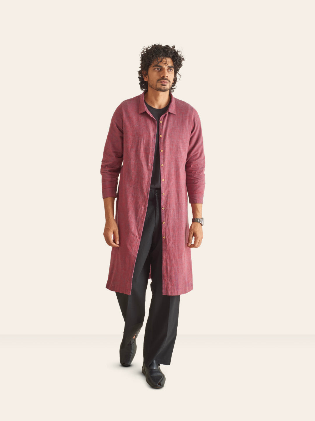 Patrah Handwoven Overlay Kurta Shirt