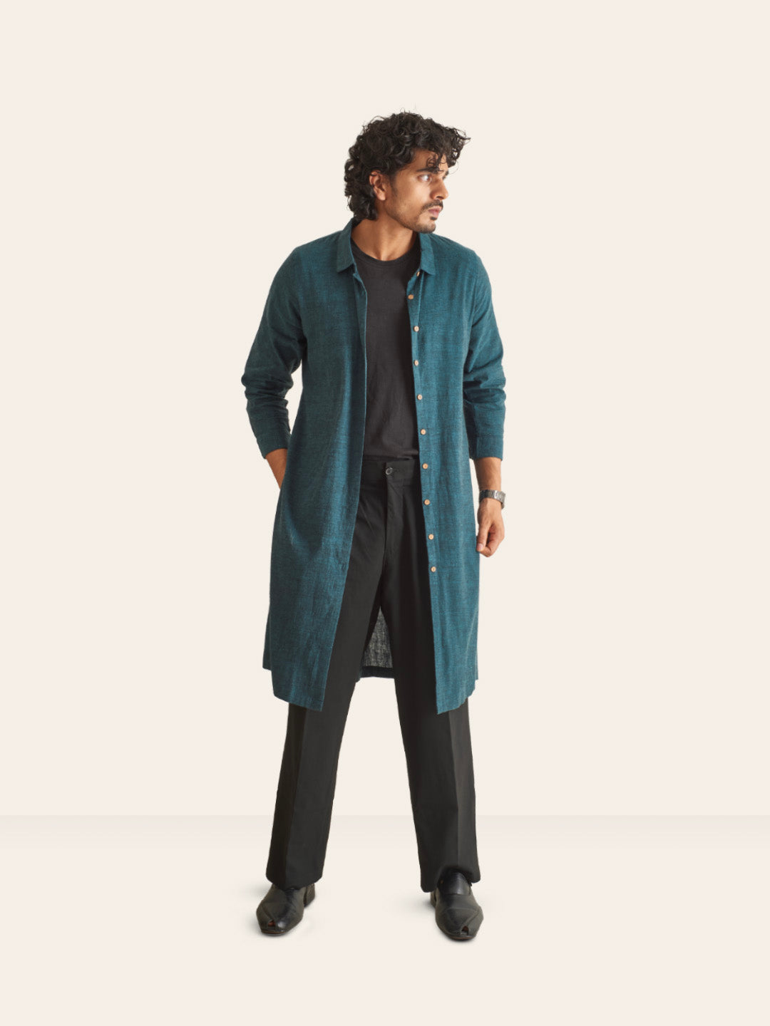 Patrah Handwoven Overlay Kurta Shirt