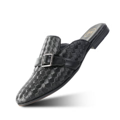 Monkstory Woven Buckle Mules - Black