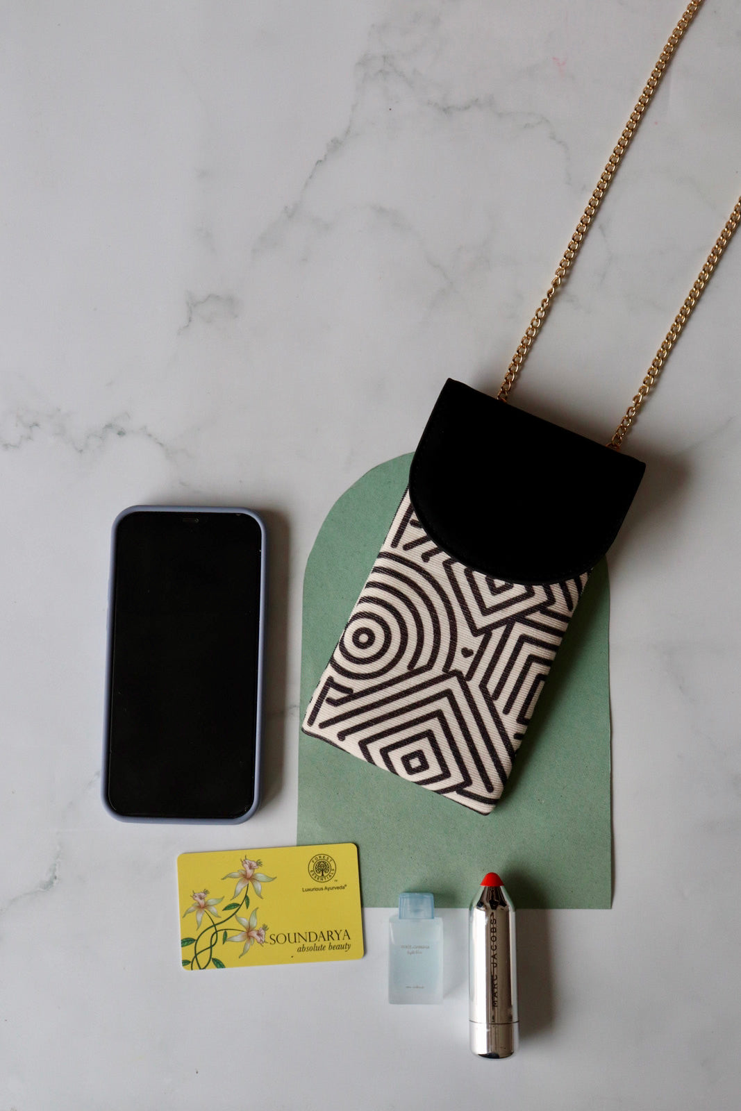 White Fire Phone Bag - Geometric