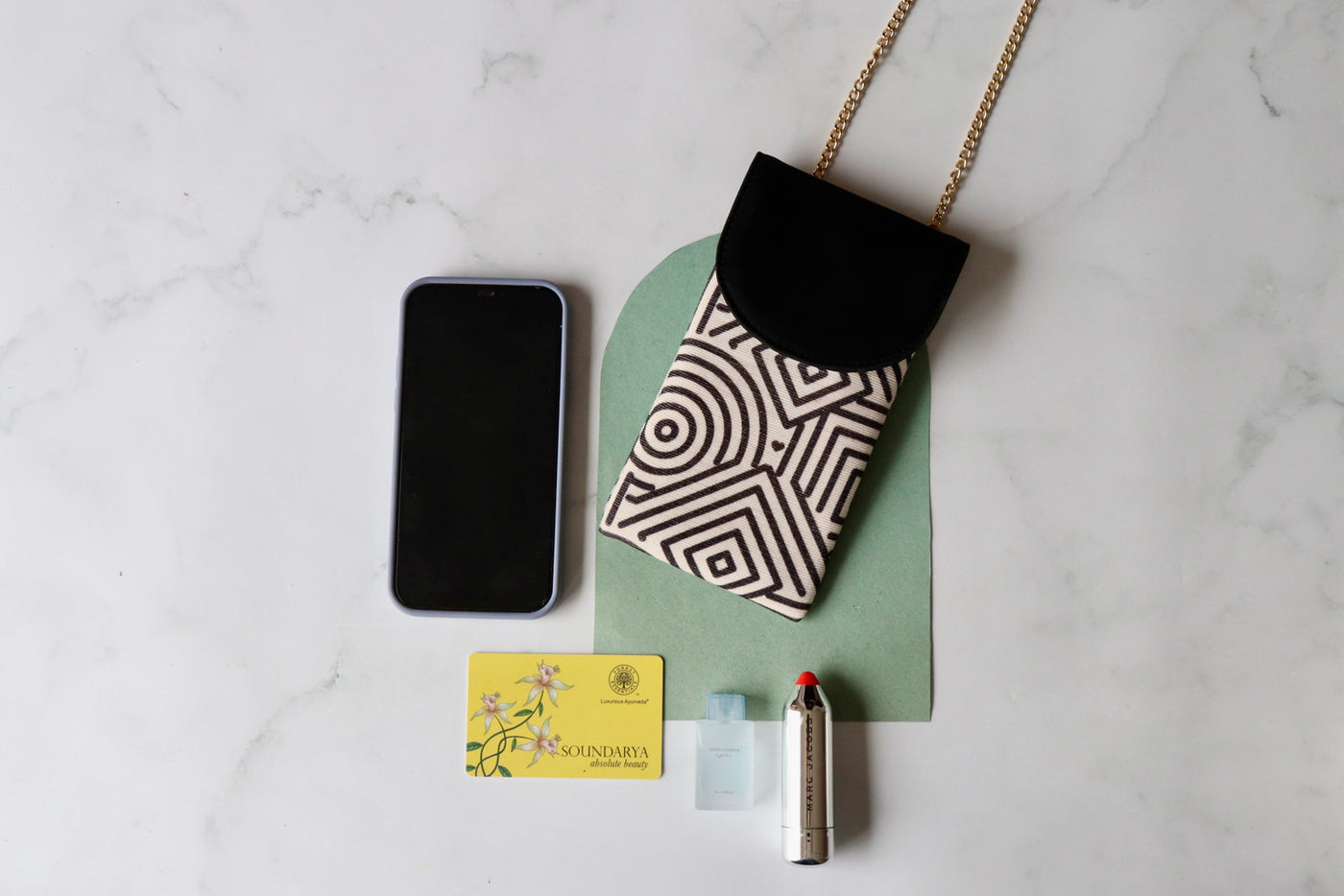 White Fire Phone Bag - Geometric