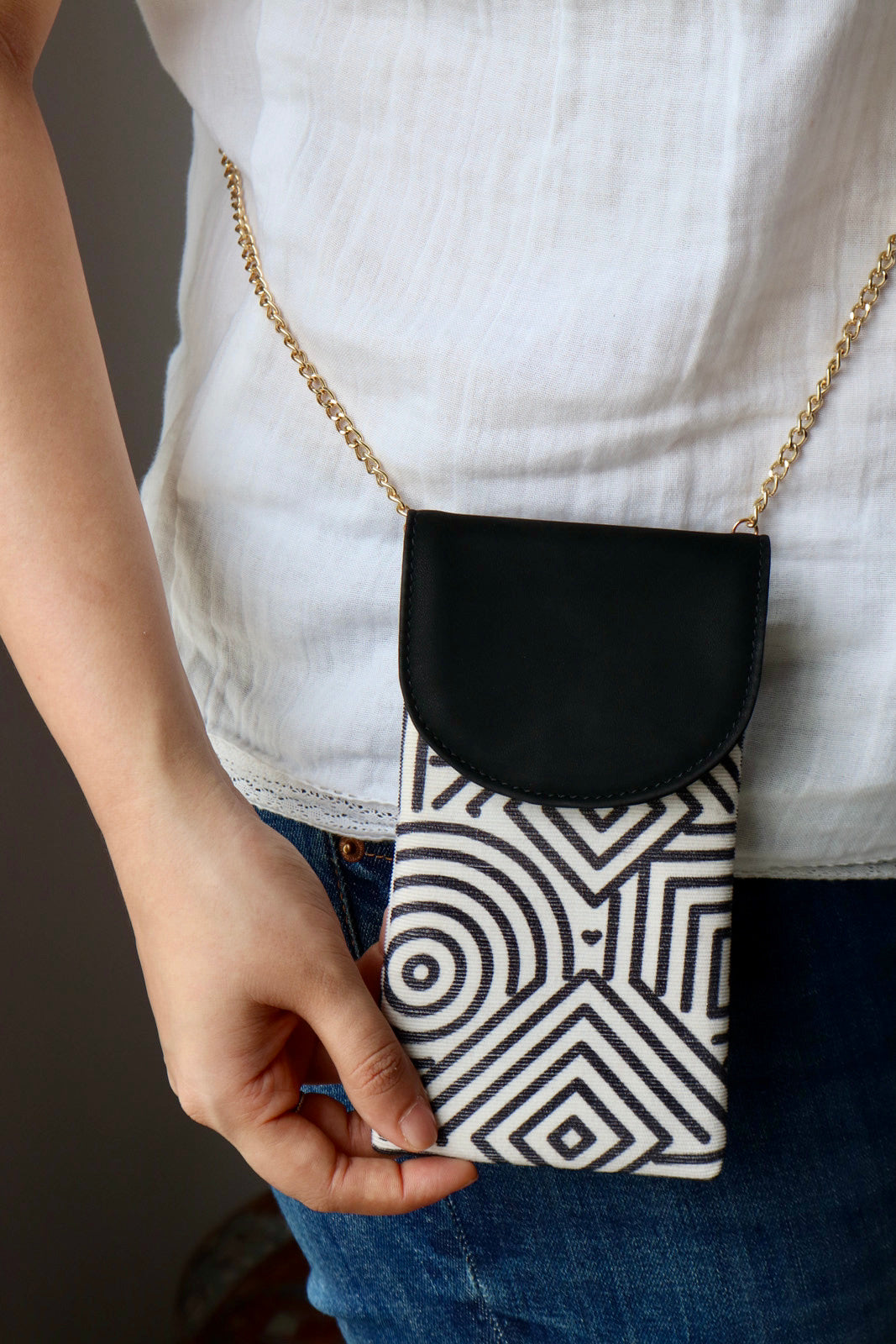 White Fire Phone Bag - Geometric