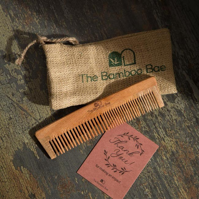 Full Neem Wood Comb | Wide & Narrow Teeth | Detangling & Styling