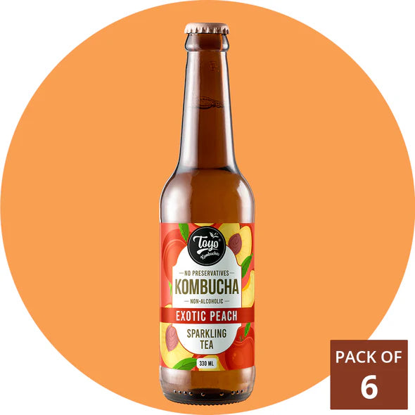 Toyo Kombucha Exotic Peach Low Sugar - Pack of 6