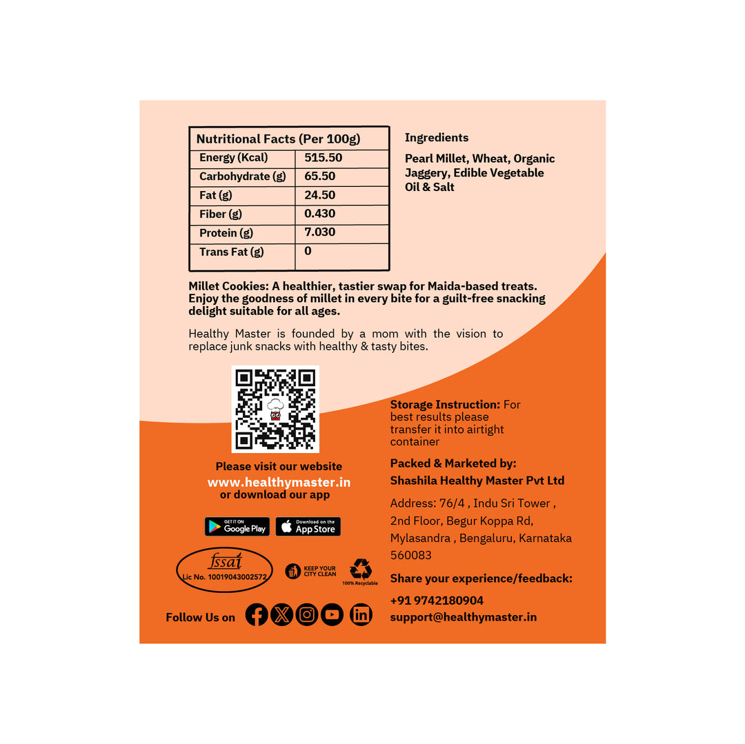 Healthy Master Millet Cookies Duo | Quinoa Millet & Pearl Millet Cookies | 120g Each | Healthy & Guilt-Free