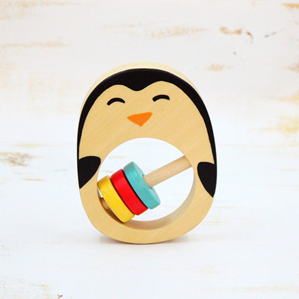 Shumee Penguin Wooden Rattle