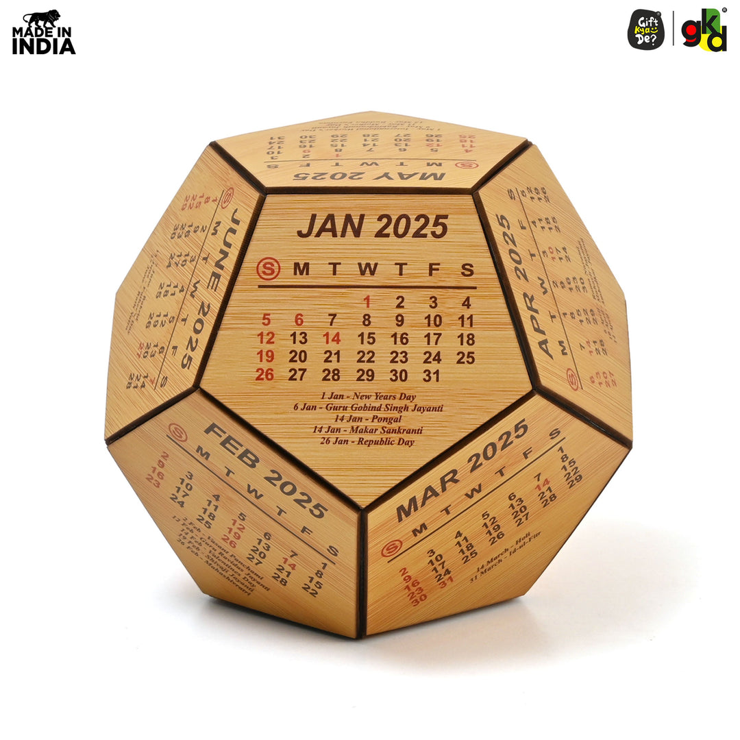 Gift Kya De 3D Pentagon Desk Calendar 2025 | Table Calendar | Eco-Friendly
