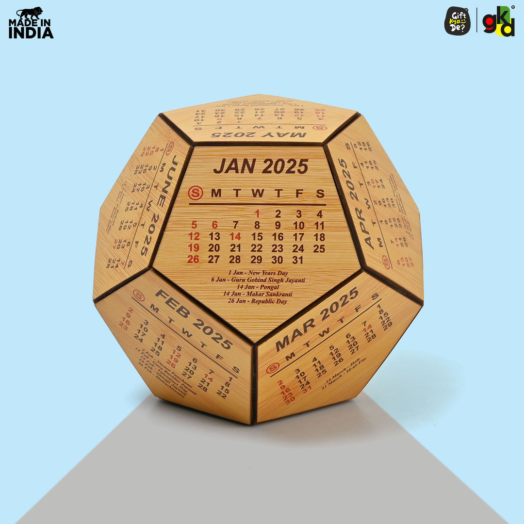 Gift Kya De 3D Pentagon Desk Calendar 2025 | Table Calendar | Eco-Friendly