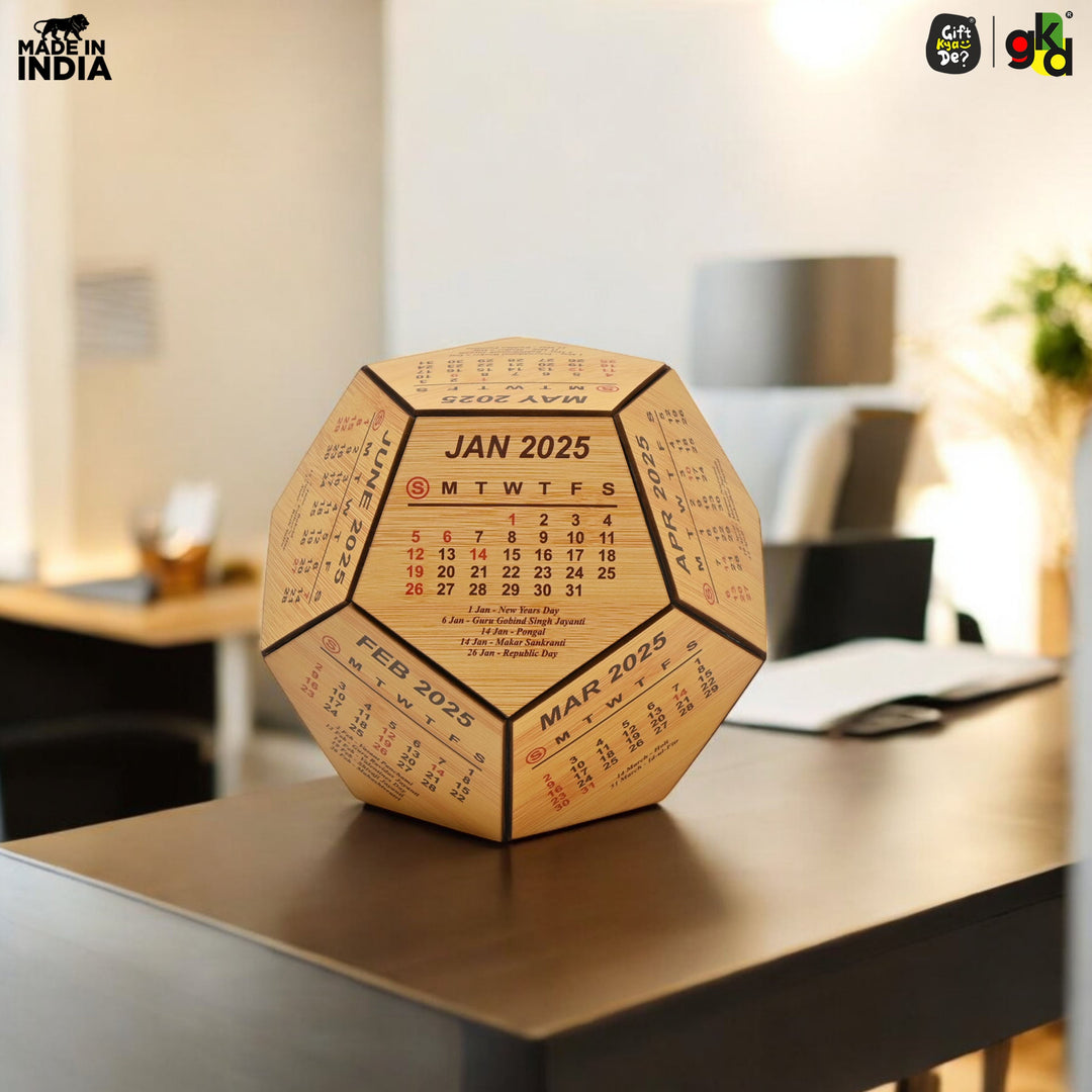 Gift Kya De 3D Pentagon Desk Calendar 2025 | Table Calendar | Eco-Friendly