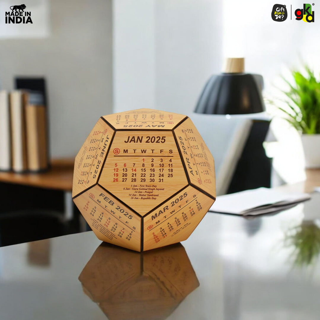 Gift Kya De 3D Pentagon Desk Calendar 2025 | Table Calendar | Eco-Friendly