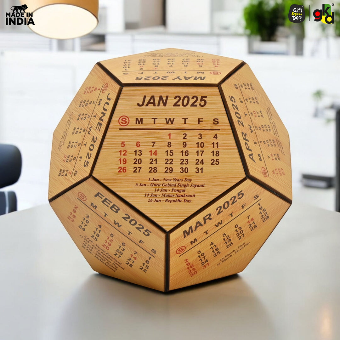 Gift Kya De 3D Pentagon Desk Calendar 2025 | Table Calendar | Eco-Friendly