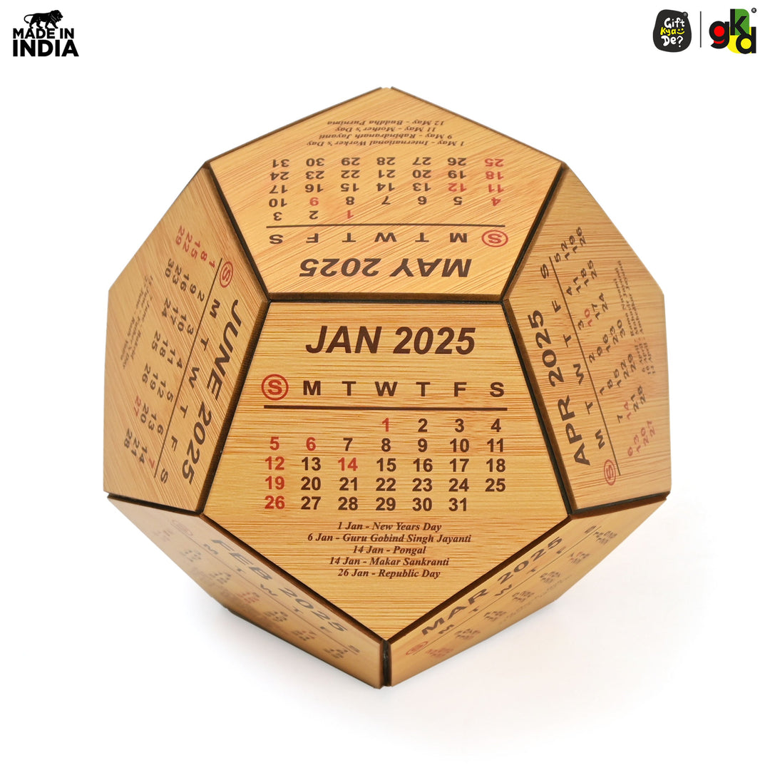 Gift Kya De 3D Pentagon Desk Calendar 2025 | Table Calendar | Eco-Friendly