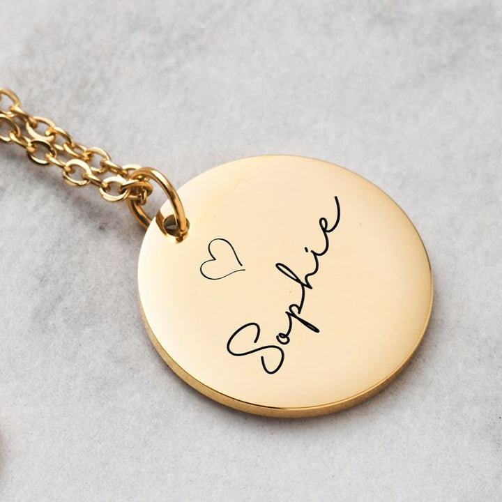 SILVERSUTRA Personalised Round Necklace For Her | Engrave your name, image, date and more