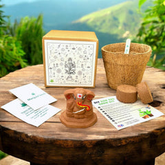 Sow and Grow Plantable Seed Ganesha 6.5 cm with Marigold Seeds | Grow Kit with Pot and Soil | Eco Friendly Idol for Ganesh Chaturthi, Diwali