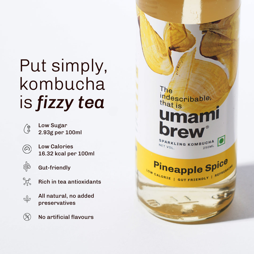 Umami Brew Pineapple Spice Sparkling Kombucha (Pack of 6)