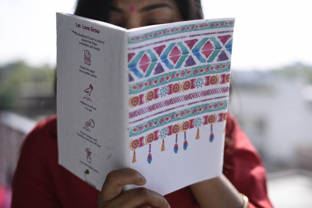 Pink Indian Motif Seed Paper Cover Notebook