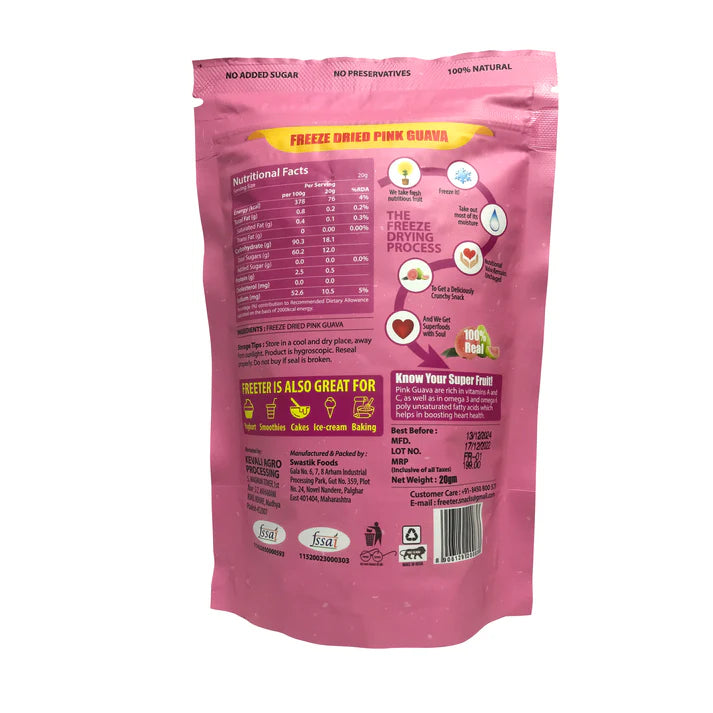 Freeter Forever Fruits 100% Natural Freeze No Added Sugar, No Preservatives Dried Fruits - Pink Gauva