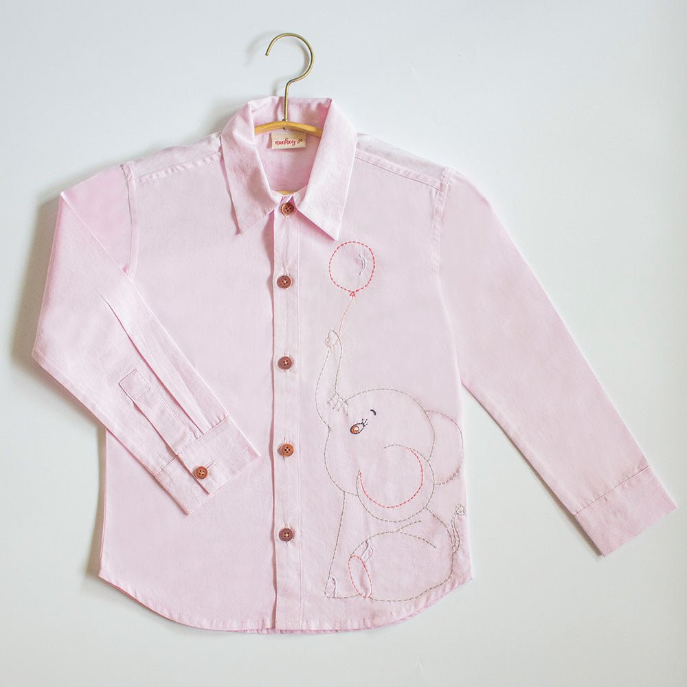 Pinky Elephant Embroidered Formal Shirt - Suspire
