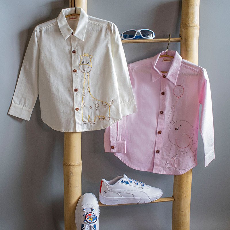 Pinky Elephant Embroidered Formal Shirt - Suspire