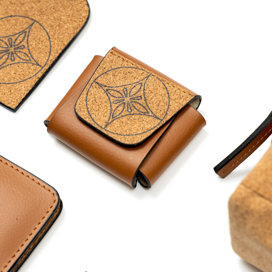Plant leather AirPods cover from the Work-On-The-Go gift set – Tan | Green Hermitage