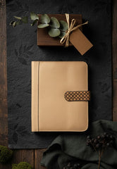 Green Hermitage Vegan Leather Diary & Pen Set - Almond