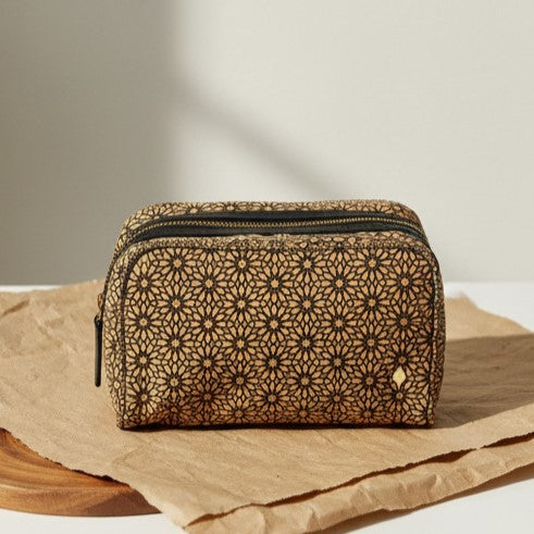 Plant leather travel utility kit in black by Green Hermitage, a sustainable vegan organiser for toiletries, cosmetics and travel essentials.
