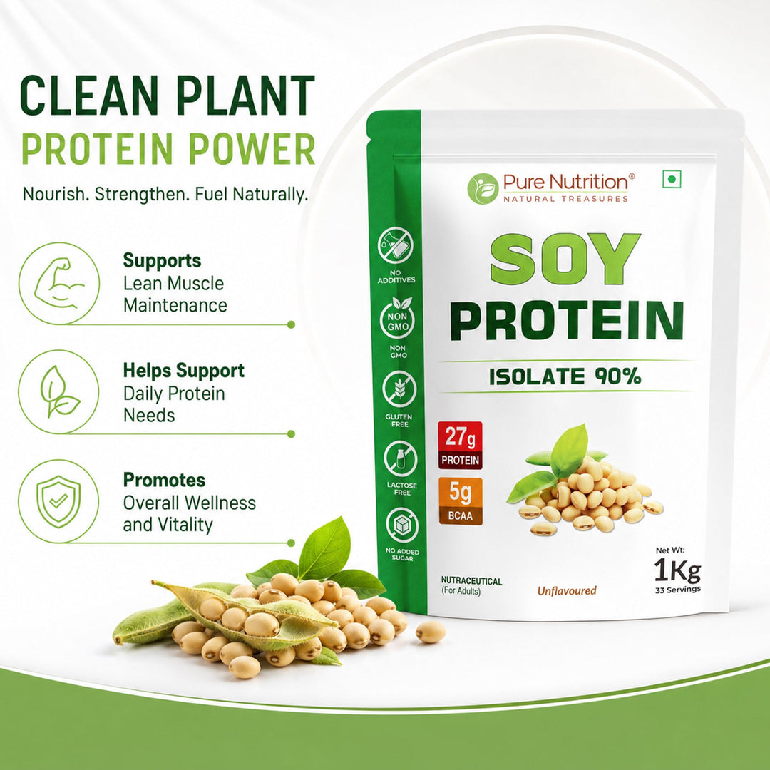Soy Protein Isolate Powder 1kg  90% Protein | Unflavored, Pure & Complete