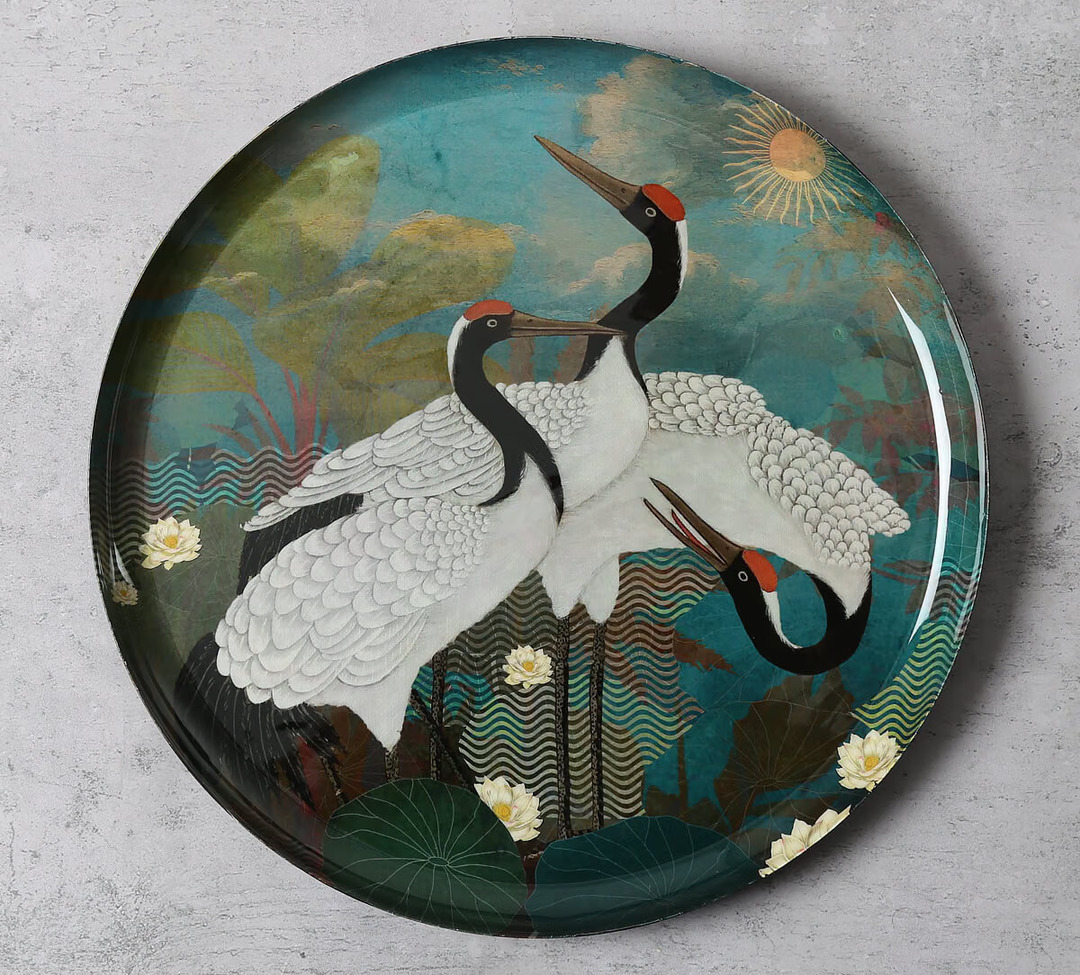 Sarus in Lake Wall Decor Plates Set of 5